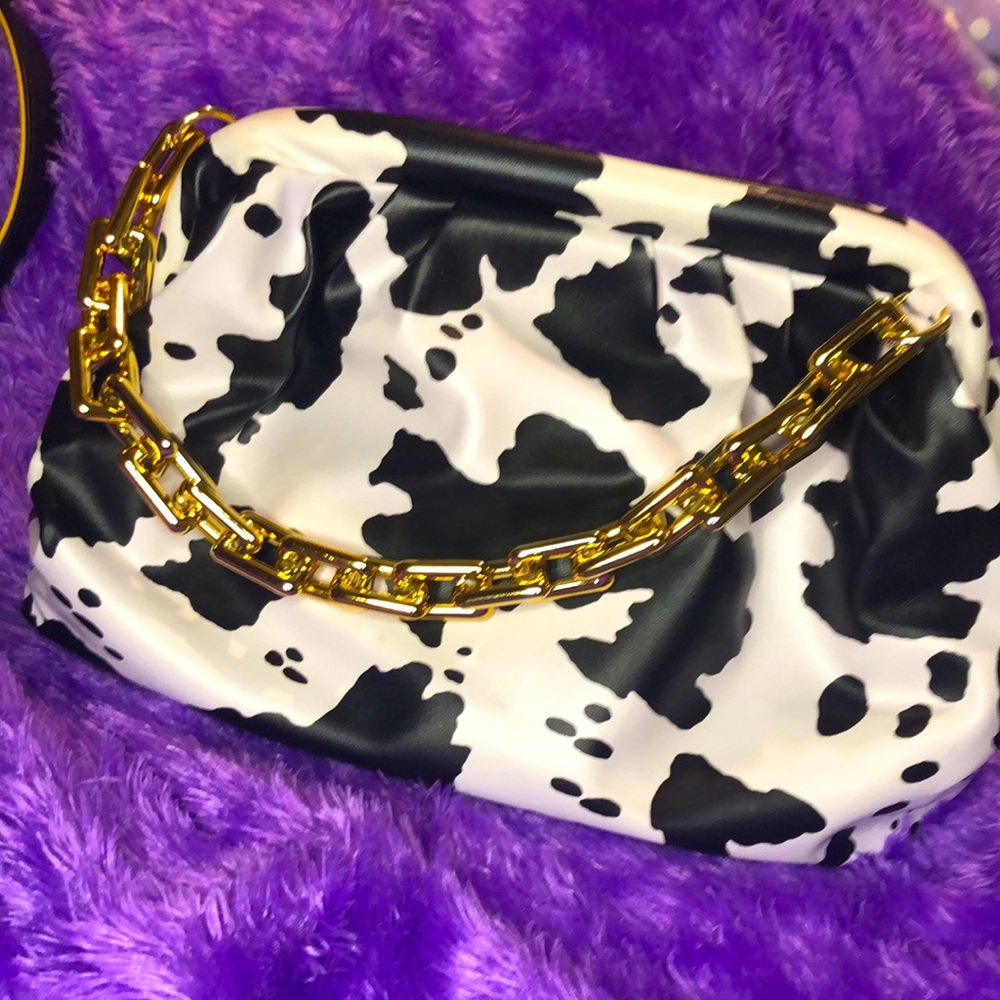 Gold Chain Cow Print Purse!